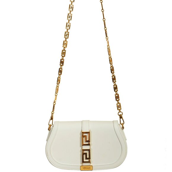 Versace Women's White 100% Leather Greca Goddess Handbag Shoulder Bag - Picture 5 of 8
